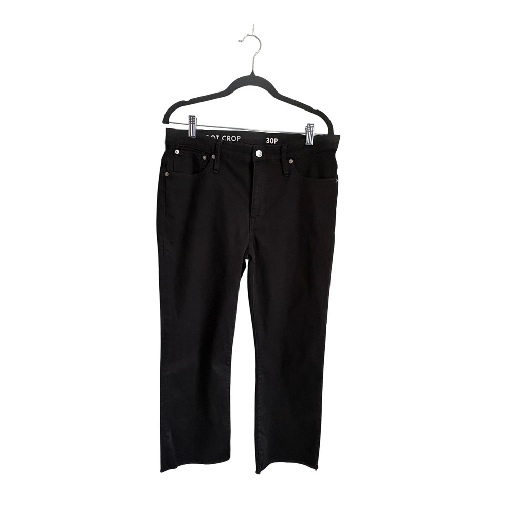 J.Crew Demi Boot Crop Jeans Black Raw Hem High Rise Stretch Denim 30P